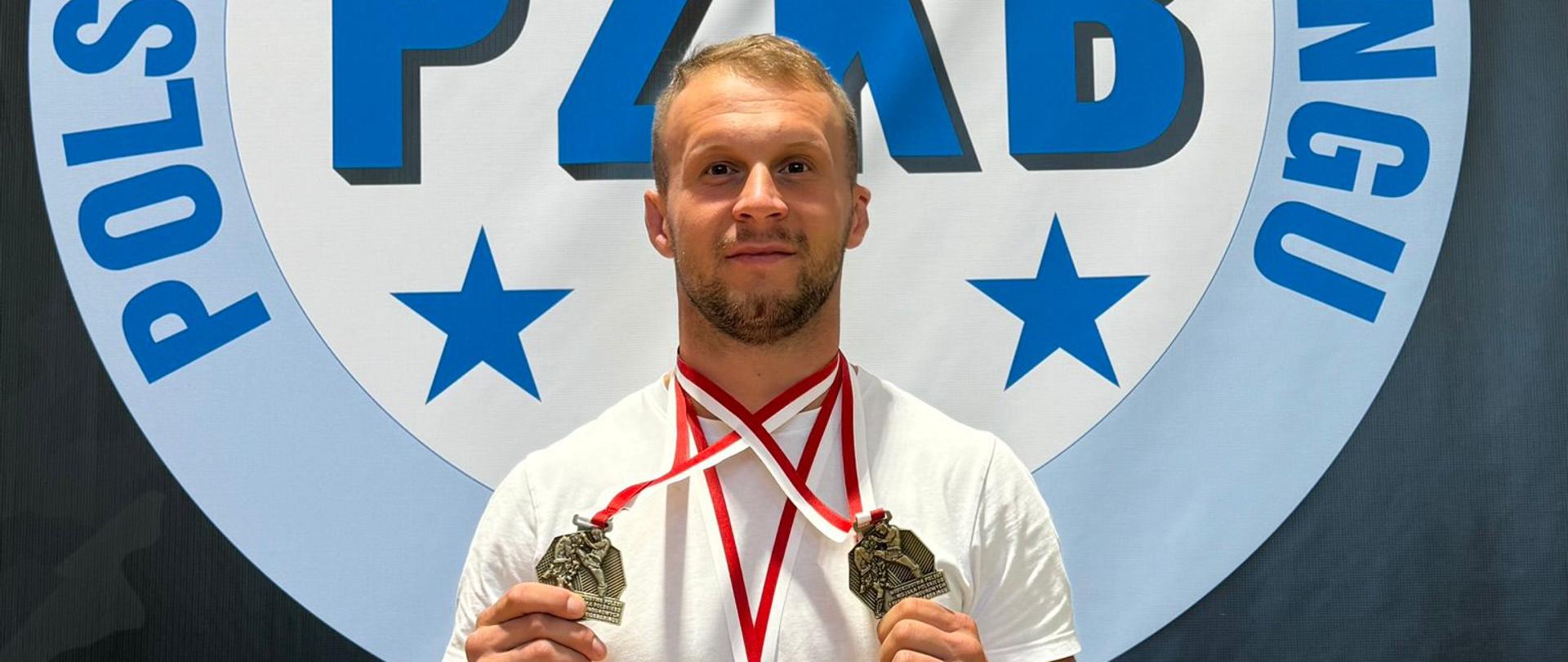 st. sekc. Konrad Furmanek na Mistrzostwach Polski Wojska Polskiego i Służb Mundurowych w Kickboxingu w Nowej Dębie, które zgromadziły zawodników z różnych formacji mundurowych.