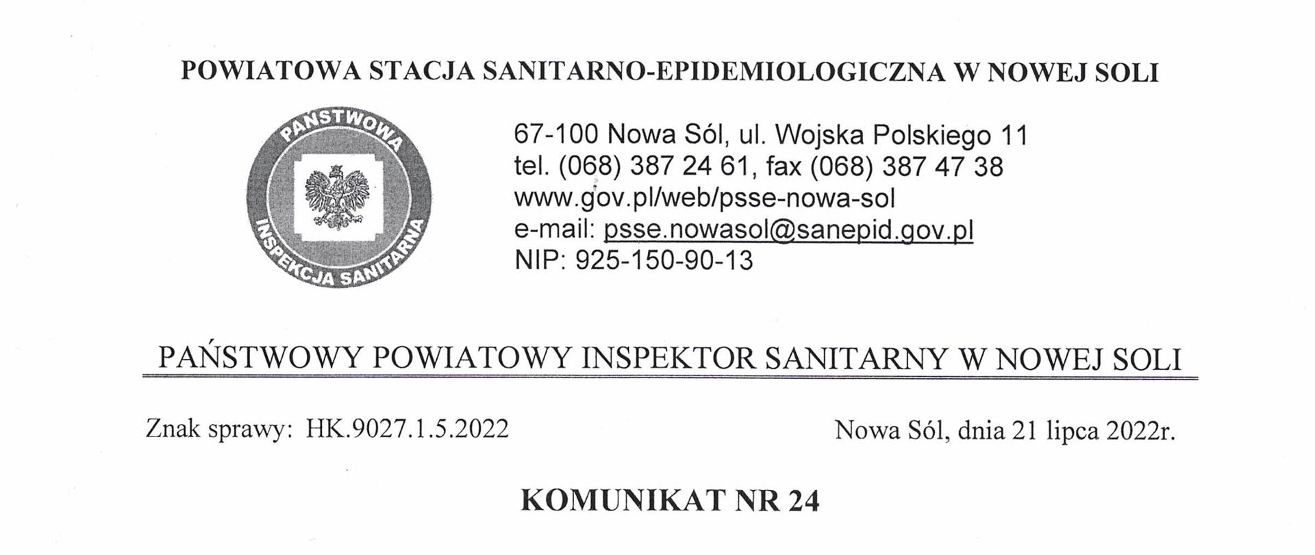 komunikat nr 24 o przywróceniu przydatności wody w kapielisku SCKiW nr 2 w Sławie