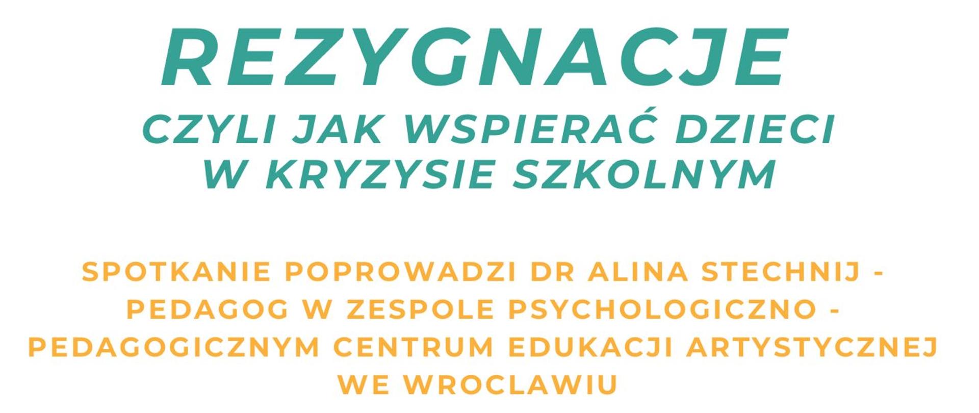 Na białym tle, u góry motywy brązowe i zielone. W środkowej części żółta i zieloną czcionką informacje o spotkaniu z dr Aliną Stechnij.