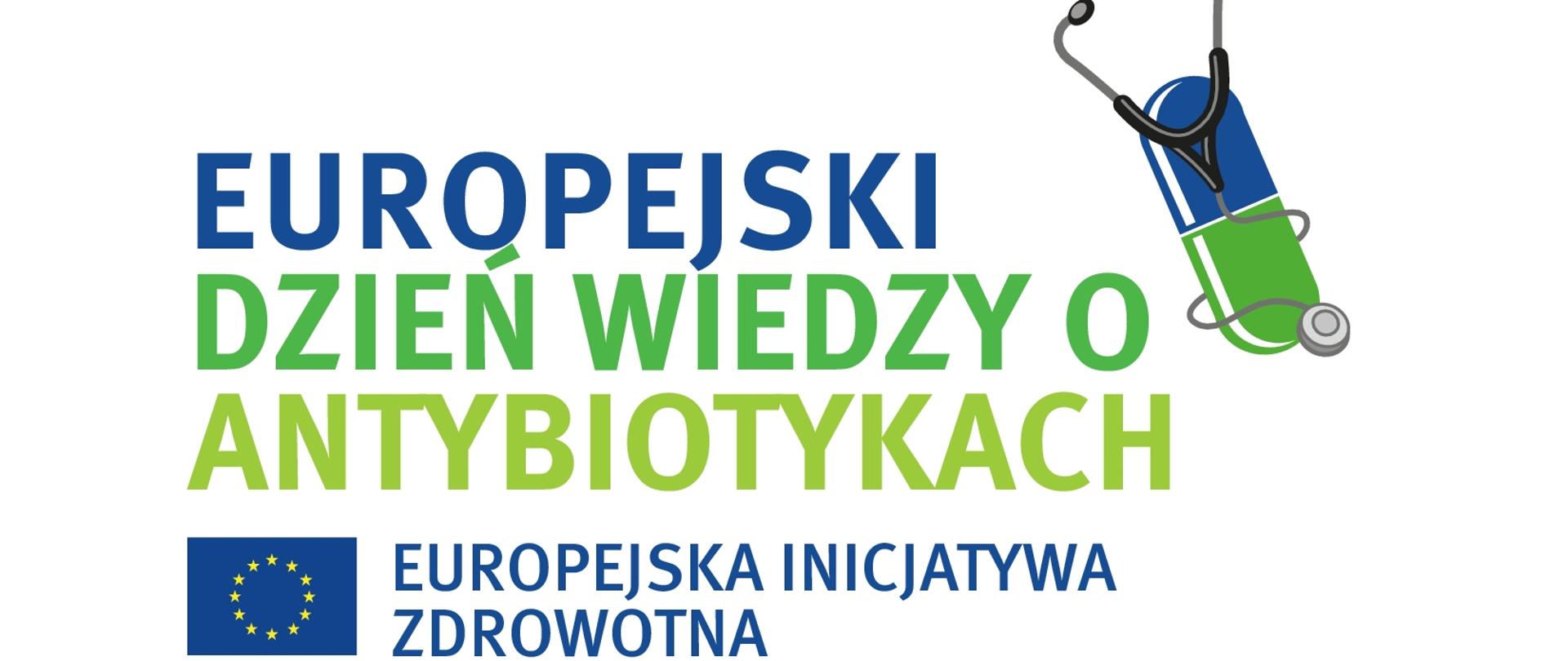 Biała plansza z napisem Europejski Dzień Wiedzy o Antybiotykach