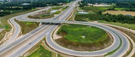 Autostrada A2, węzeł Siedlce Południe, widok na trasę i łącznice węzła