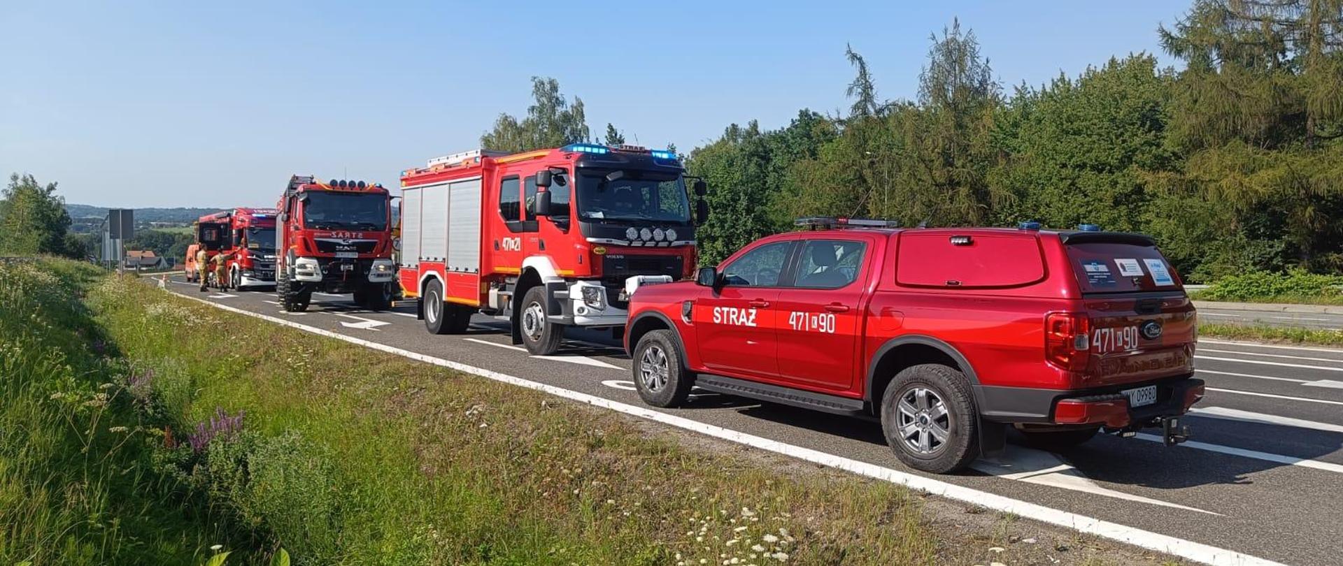 Działania PSP przy uszkodzonym gazociągu w m. Myślenice