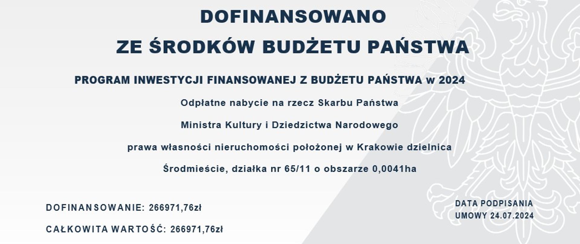 Tablica informacyjna dofinansowano ze środków budżetu państwa flaga polski i orzeł