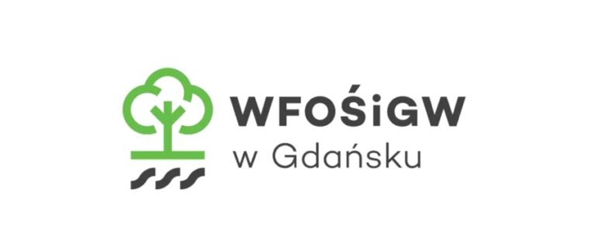 Zdjęcie przedstawia logo WFOŚiGW w Gdańsku, symbol zielonego drzewa z napisem po prawej stronie.
