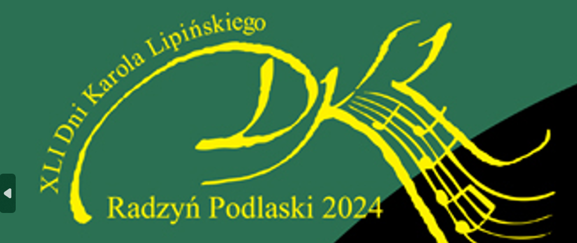 Żółte Logo XLI Dni Karola Lipińskiego na zielono-czarnym tle