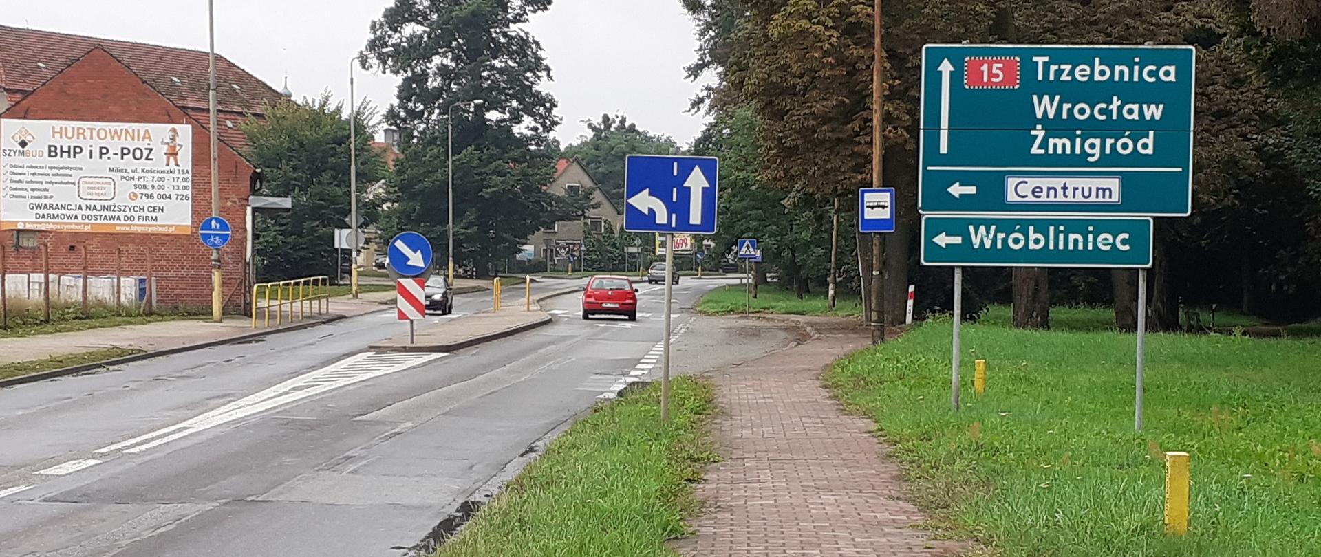 Na zdjęciu widać drogę krajową nr 15 w Miliczu
