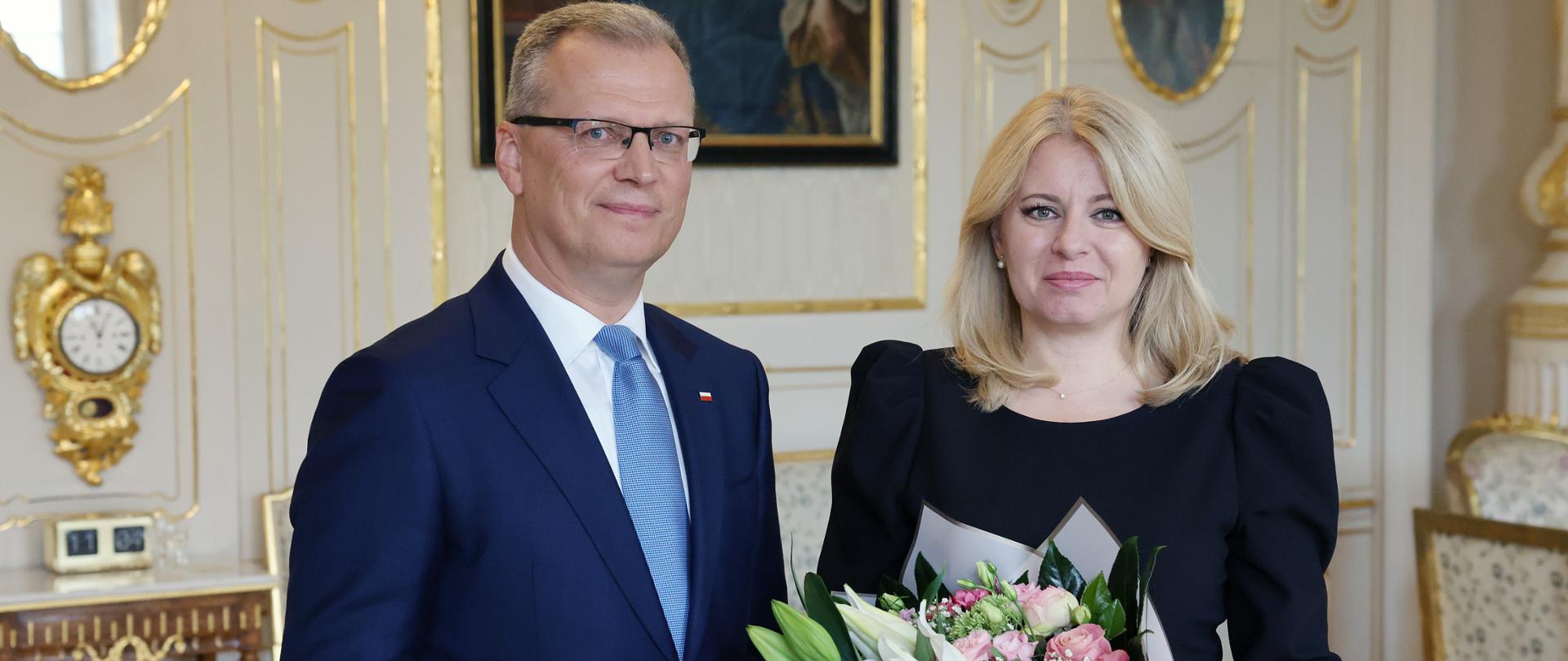 Rozlúčkové stretnutie veľvyslanca Poľskej republiky Krzysztofa Strzałku so slovenskou prezidentkou Zuzanou Čaputovou