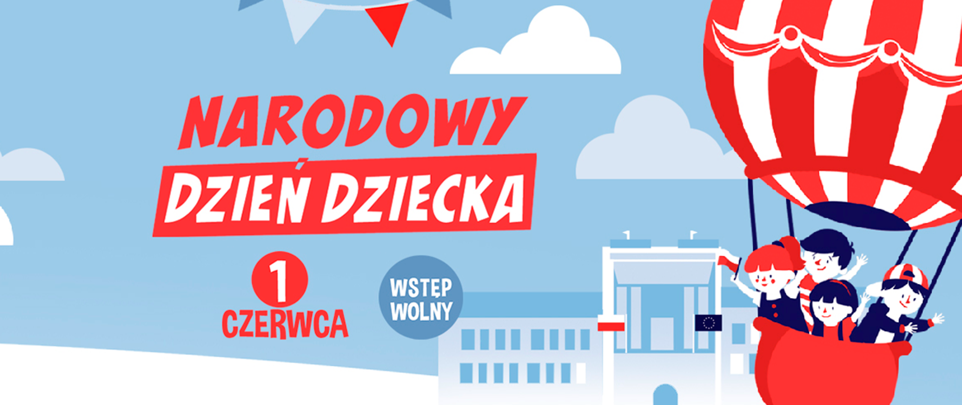 Grafika z napise "NARODOWY DZIEŃ DZIECKA 1 CZERWCA".