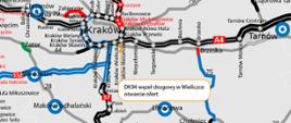 Mapa prezentująca lokalizację węzła drogowego w Wieliczce