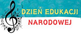 Kolorowy plakat muzyczny z informacją o koncercie z okazji Dnia Edukacji Narodowej i pasowaniu na ucznia szkoły