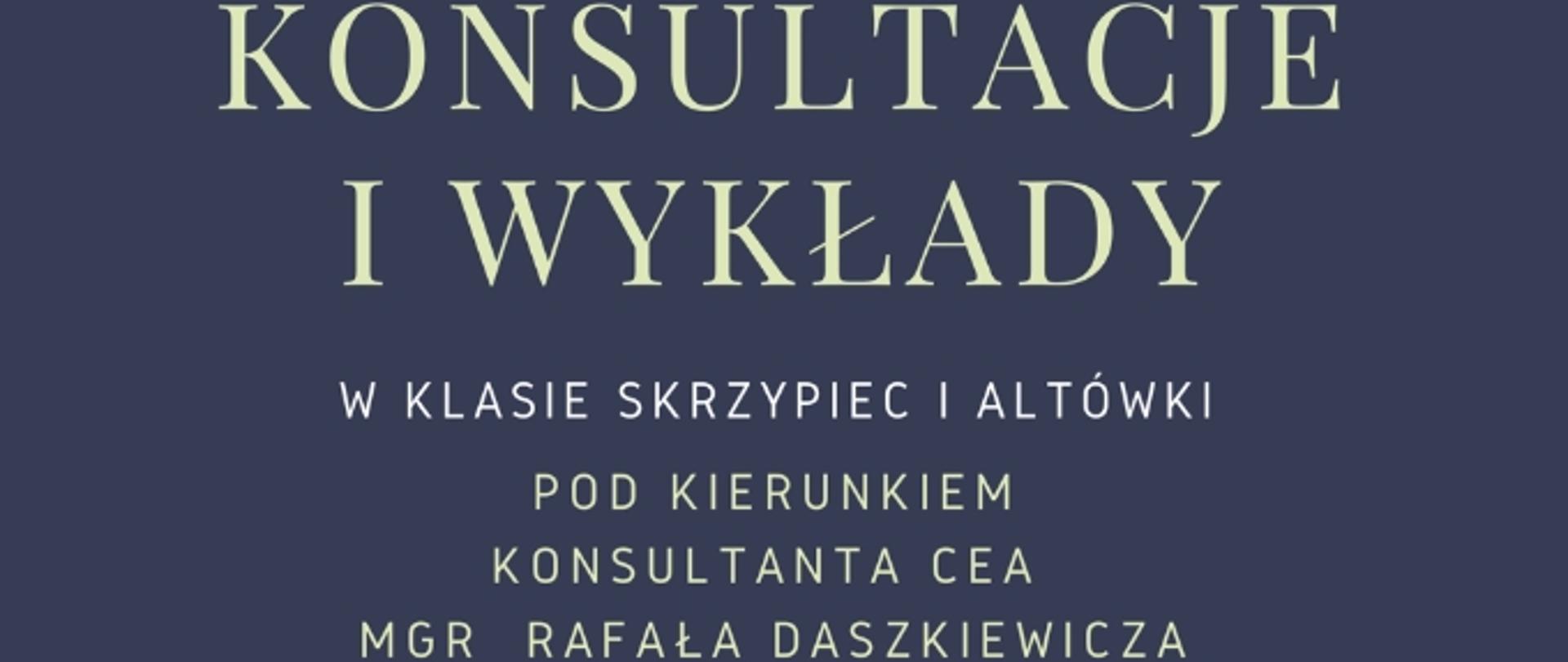 Plakat Konsultacje i wykłady w klasie skrzypiec i altówki