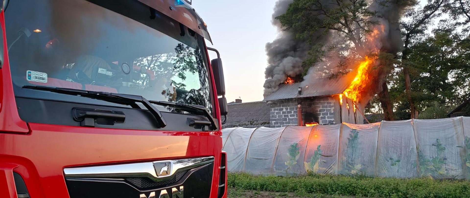 Pożar suszarni do tytoniu w miejscowości Boronice