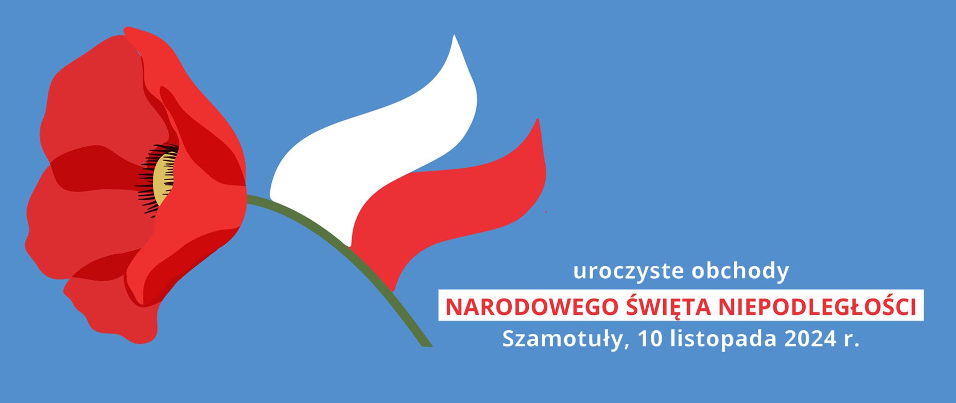 Niebieski plakat z informacją o uroczystości 