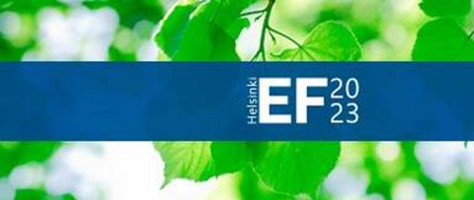 logo EF na tle liści