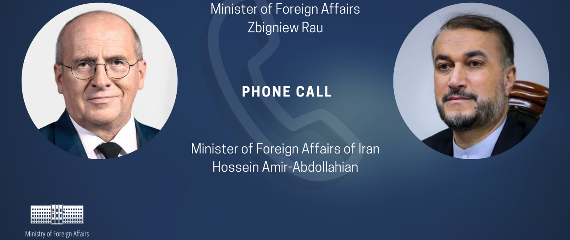 Minister Zbigniew Rau holds phone talk with the Minister of Foreign Affairs of Iran Hossein Amir-Abdollahian