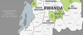 Mapa zakażeń przypadków gorączki krwotocznej Marburg w Rwandzie 