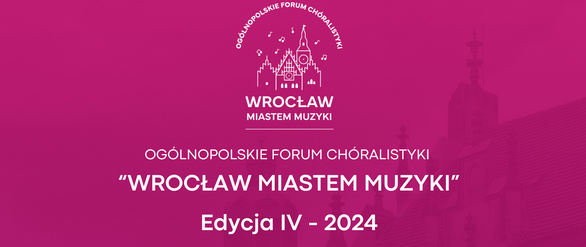 plakat w kolorze fioletowym zawierający logo miasta Wrocław oraz szczegółowy plan "Wrocław miastem muzyki 2024"