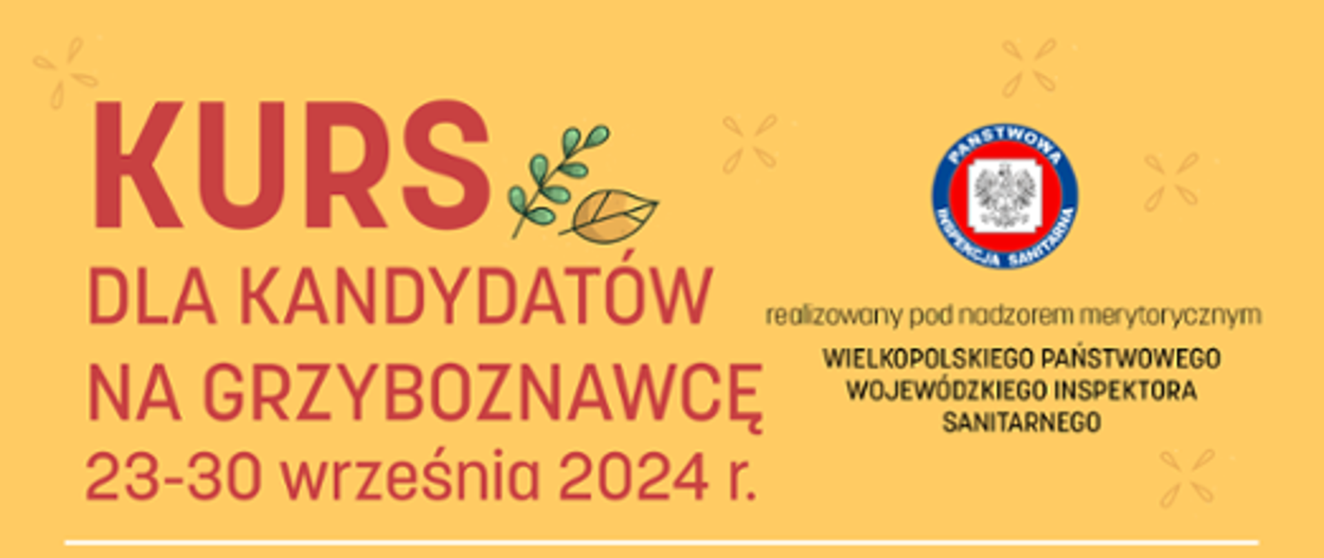 Kurs dla kandydatów na grzyboznawcę 23-30 września 2024 r. realizowany pod nadzorem merytorycznym Wielkopolskiego Państwowego Wojewódzkiego Inspektora Sanitarnego