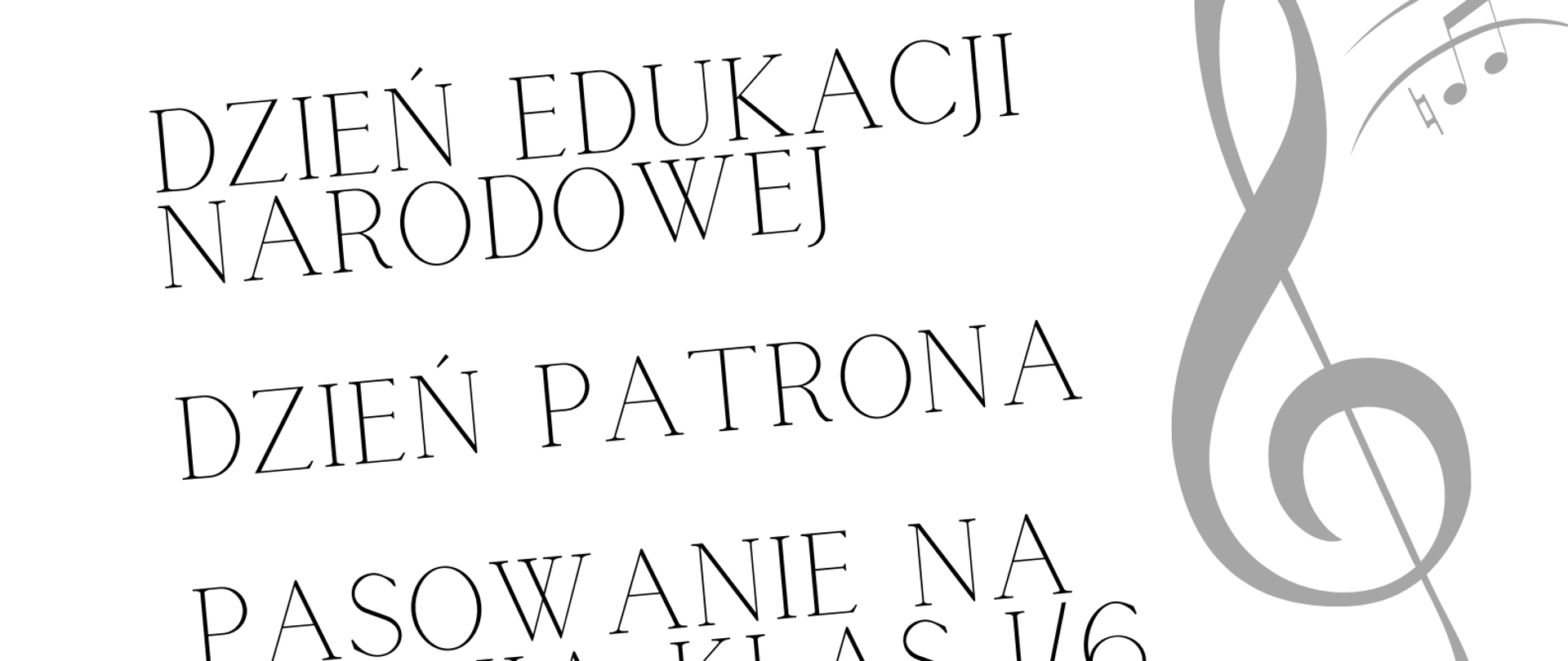 Czarno-biały plakat. Na górze i na dole strony czarno-biała klawiatura fortepianu. Na środku strony informacja o terminie i miejscu koncertu oraz klucz wiolinowy. 