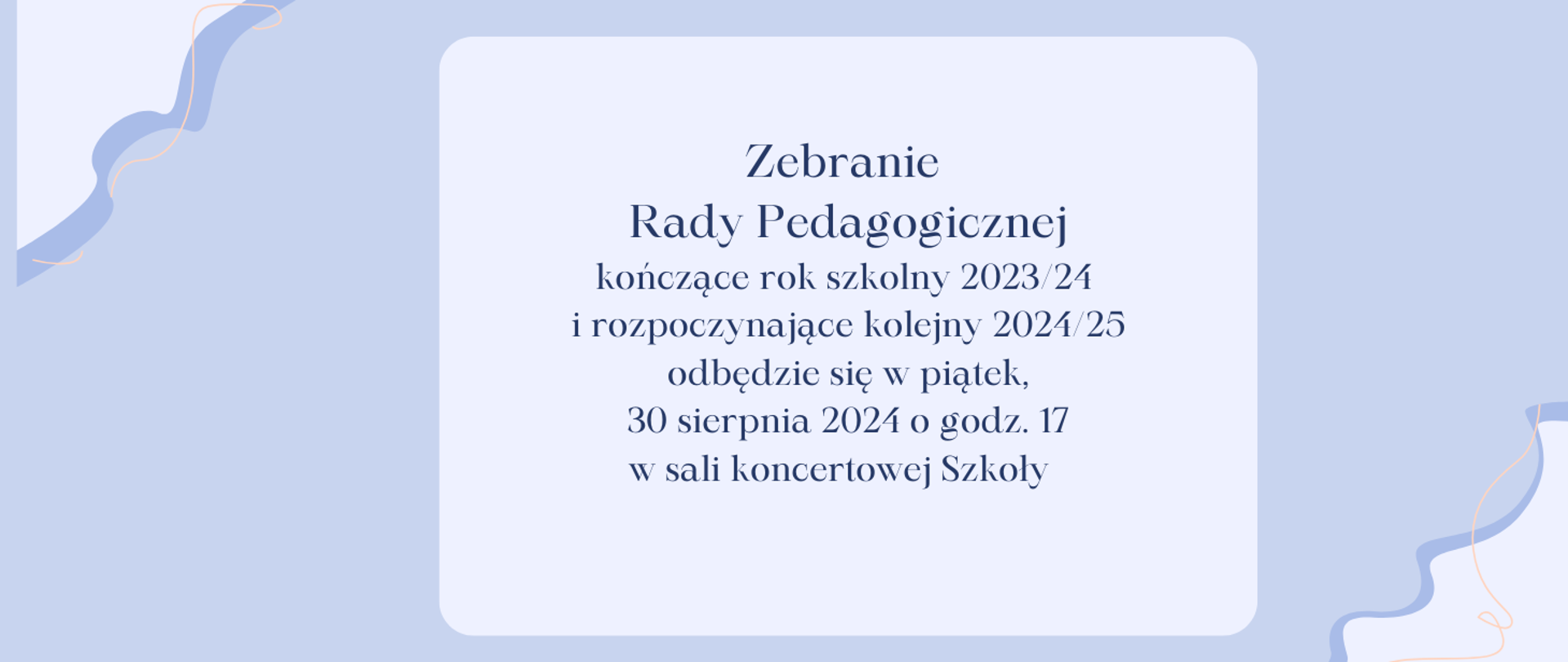 Rada Pedagogiczna 30.08.2024 godz.17.00- fioletowy plakat