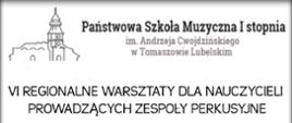 na białym tle plakat z treścią o konkursie perkusyjnych, logo szkoły znajduje się na górze, poniżej napisy o konkursie