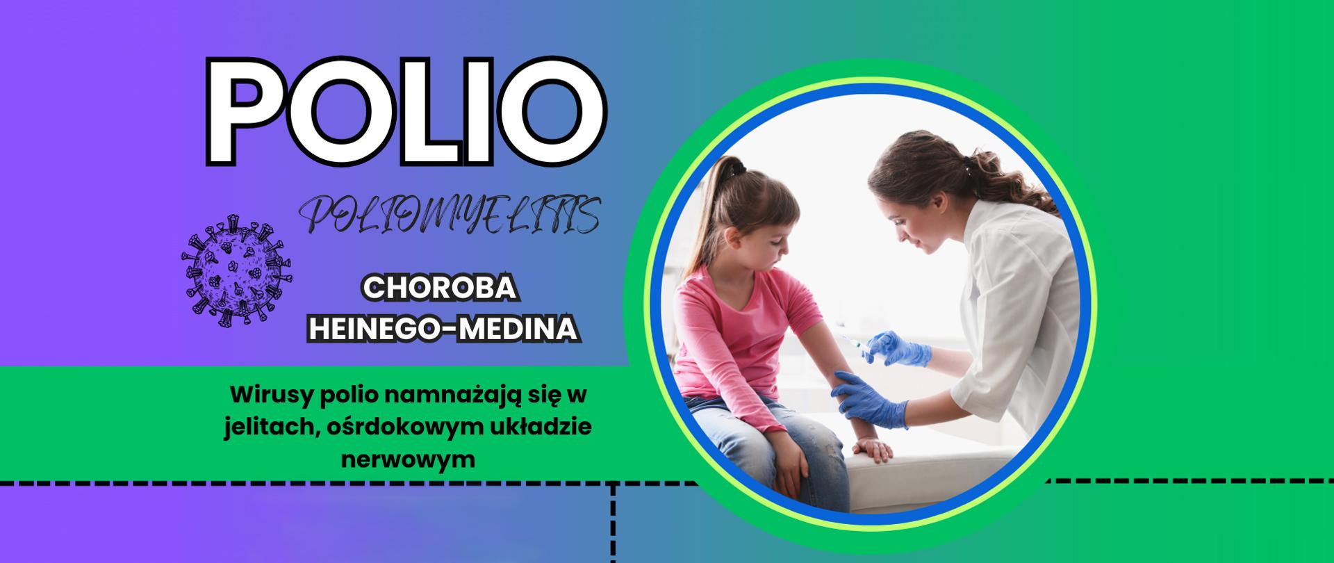 Polio, Poliomyelitis, choroba Heinego-Medina, Wirusy polio namnażają się w jelitach, ośrodkowym układzie nerwowym.