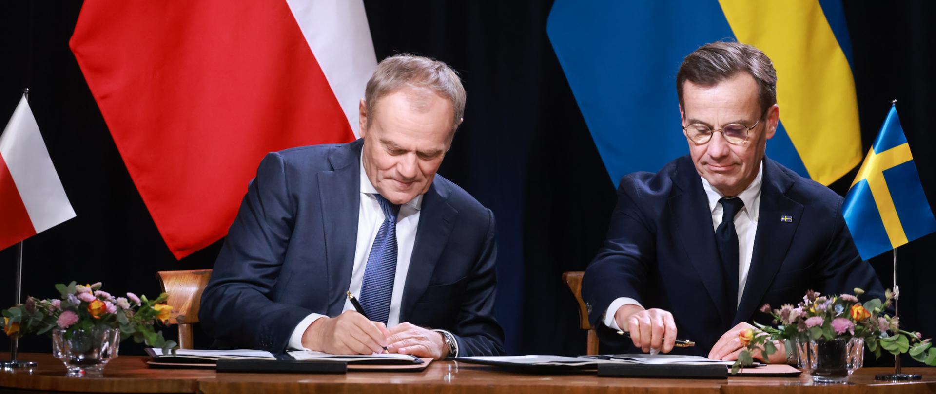 Premier Donald Tusk i Premier Ulf Kristersson podpisują nowe porozumienie o strategicznym partnerstwie pomiędzy Polską i Szwecją