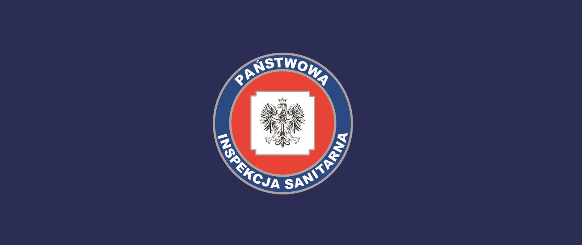 granatowy baner z logo Państwowej Inspekcji Sanitarnej