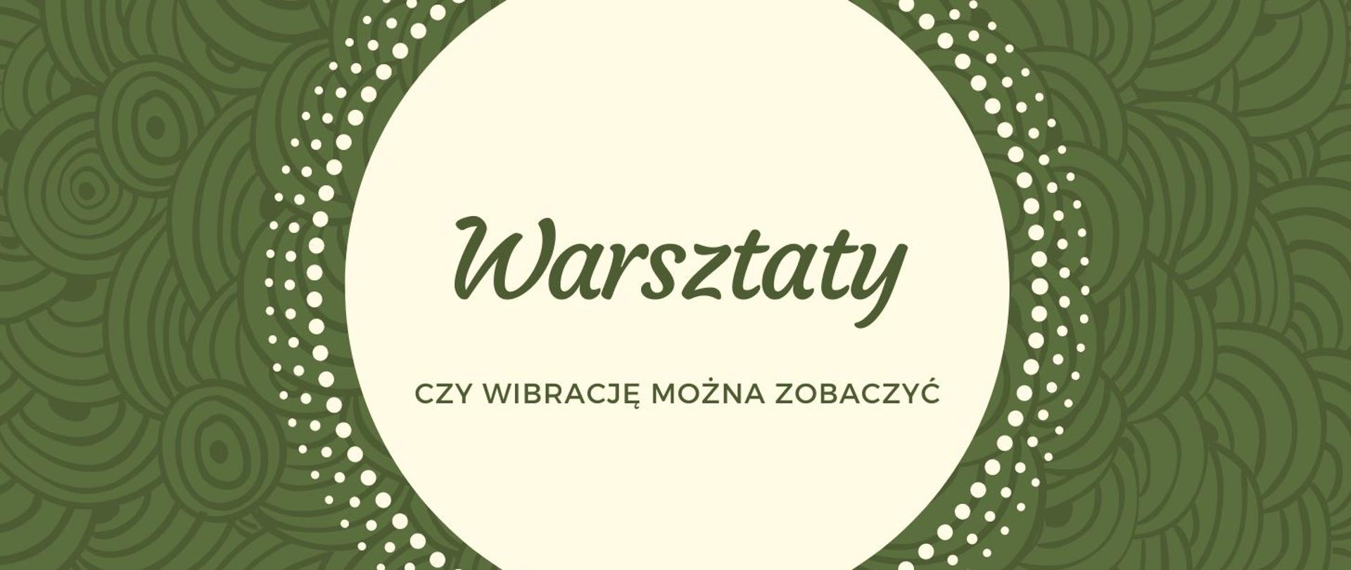 Baner przedstawia napis na jasnobeżowym okręgu wokół którego rozchodzą się kręgi stworzone z kropek. Wokół ciemnozielone tło.