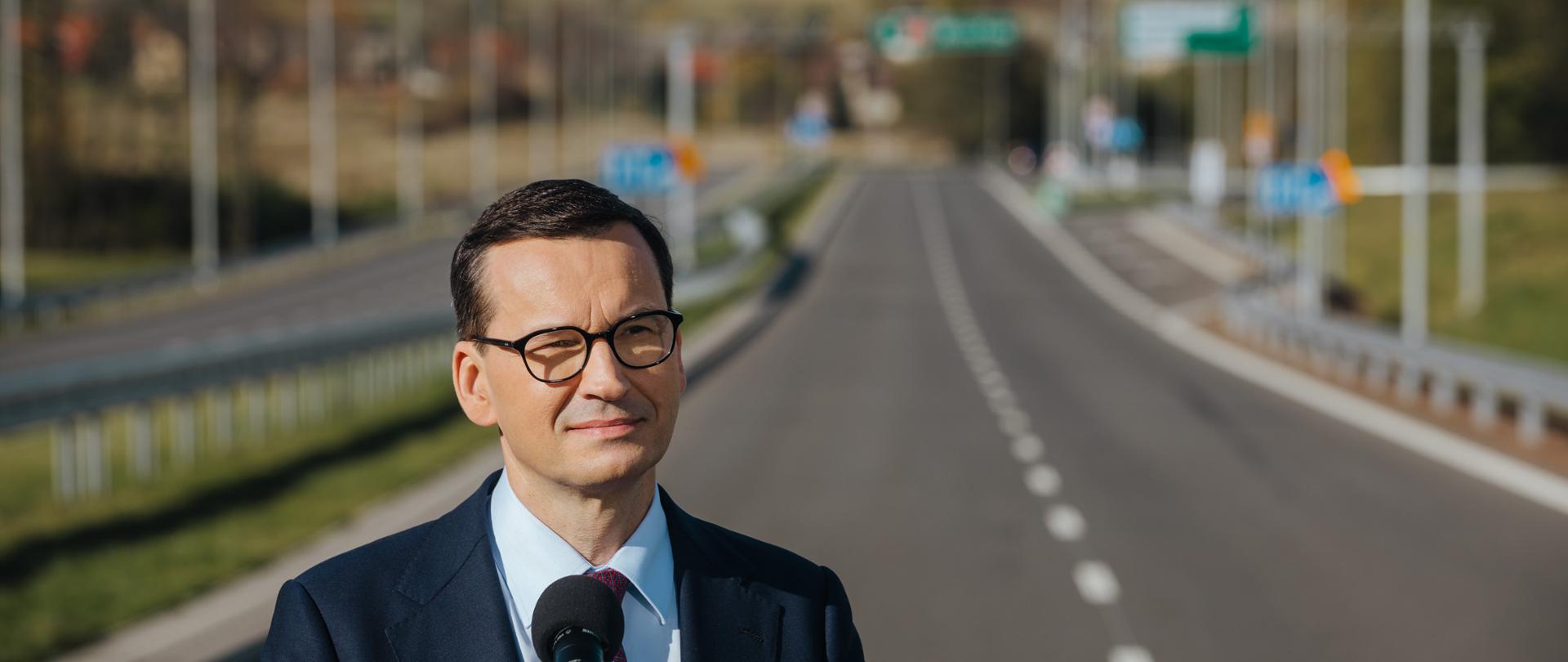 Prime Minister Mateusz Morawiecki at the opening of the ring road in Wałbrzych.