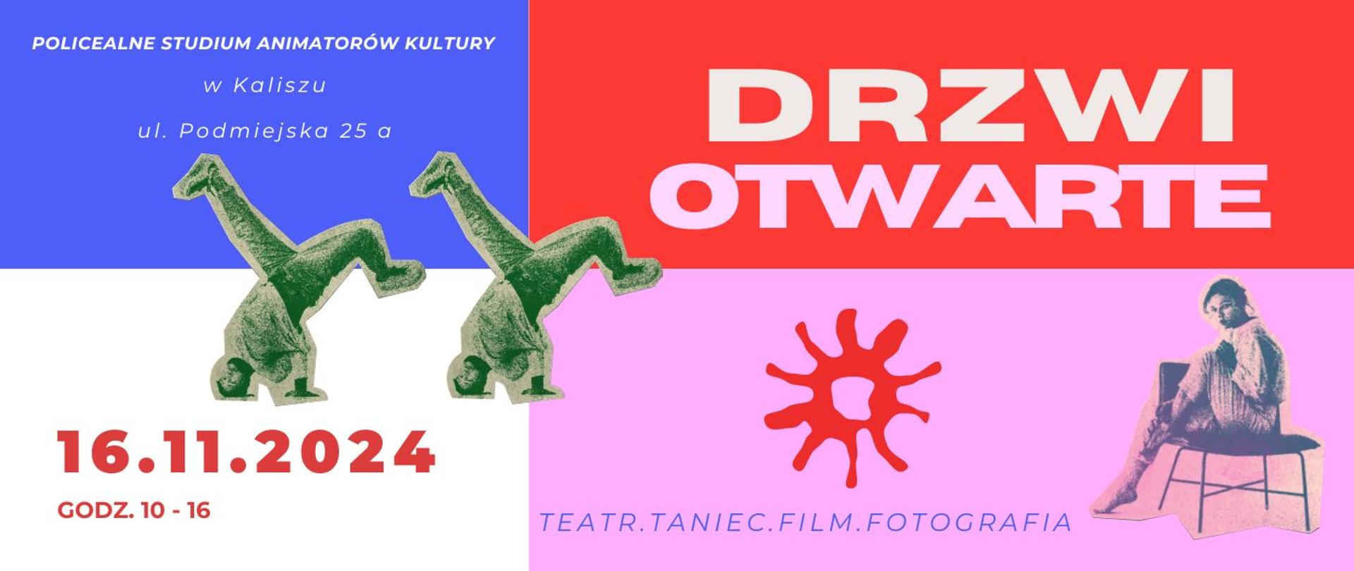 Plakat tegorocznych drzwi otwartych w Studium Animatorów Kultury w Kaliszu