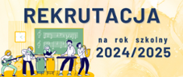 Baner z napisem "Rekrutacja na rok szkolny 2023/2024."