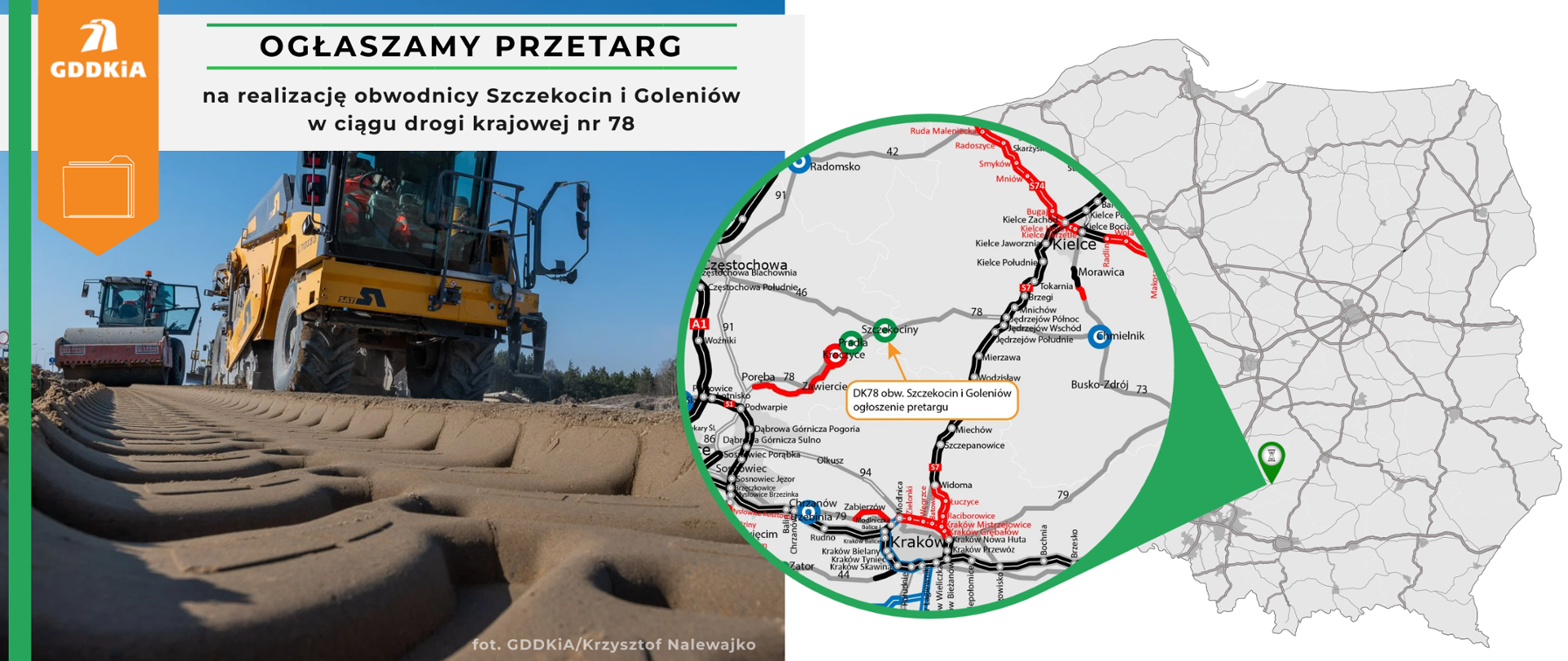 Ogłosiliśmy przetarg na budowę obwodnicy Szczekocin i Goleniów w ciągu DK78. To już trzecia obwodnica z rządowego Programu budowy 100 obwodnic, jaka powstanie w woj. śląskim.