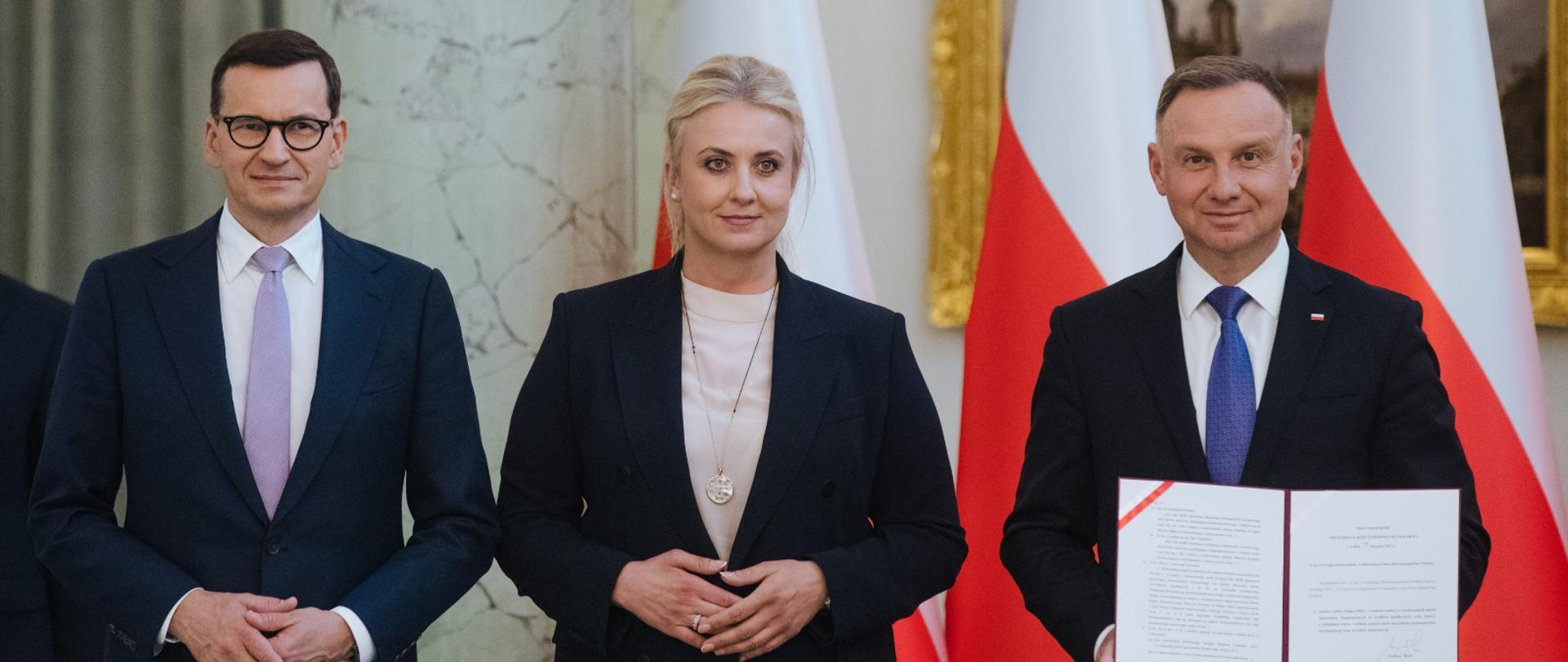 Prime Minister Mateusz Morawiecki during the ceremony of signing the law on free meds