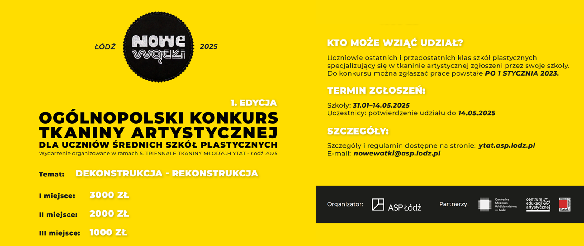 Plakat konkursu plastycznego "NOWE WĄTKI 2025"