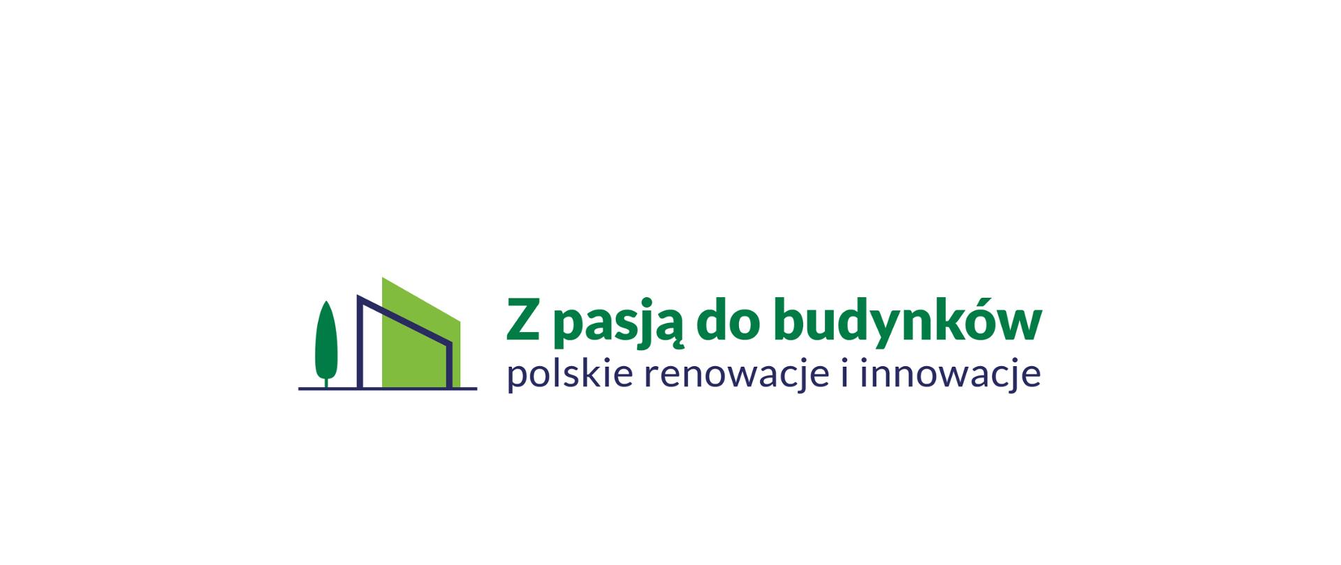 Logo zawiera tytuł konkursu, kontury budynku i drzewo