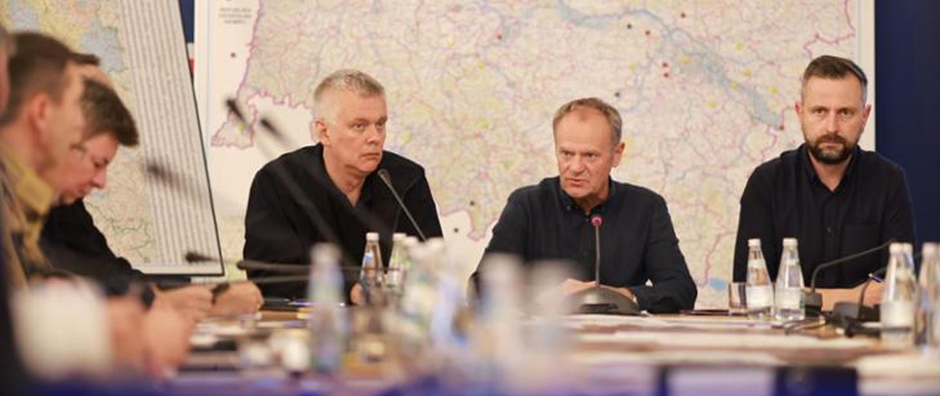 Prime Minister Donald Tusk during a meeting of the crisis staff