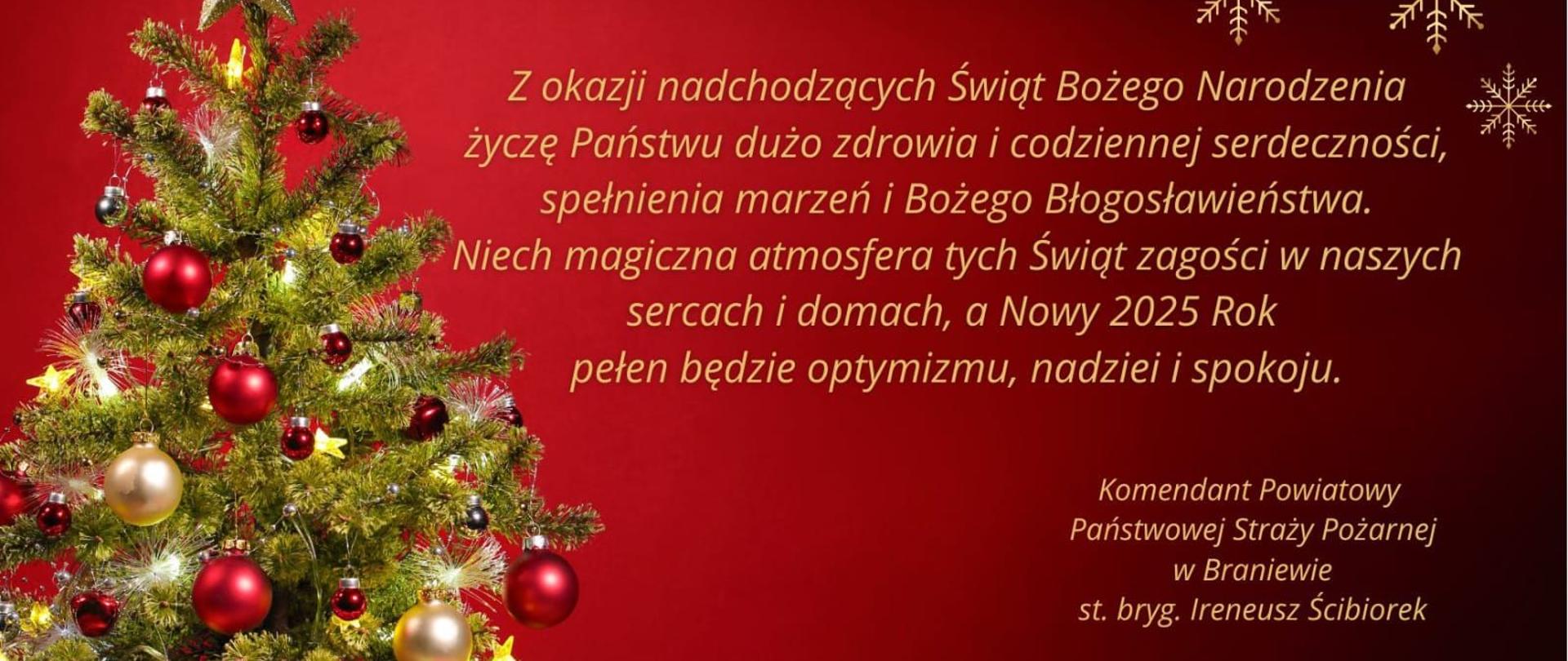 Życzenia Świąteczne Komendanta Powiatowego Państwowej Straży Pożarnej w Braniewie