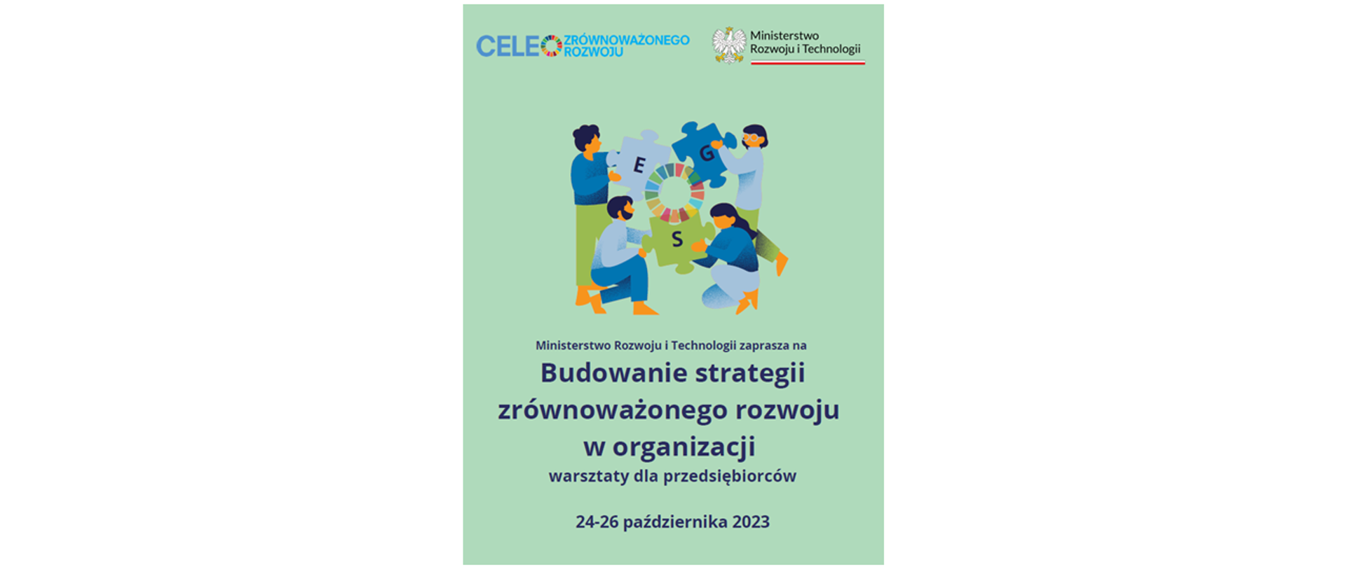 Plakat "Budowanie strategii zrównoważonego rozwoju w organizacji - warsztaty"