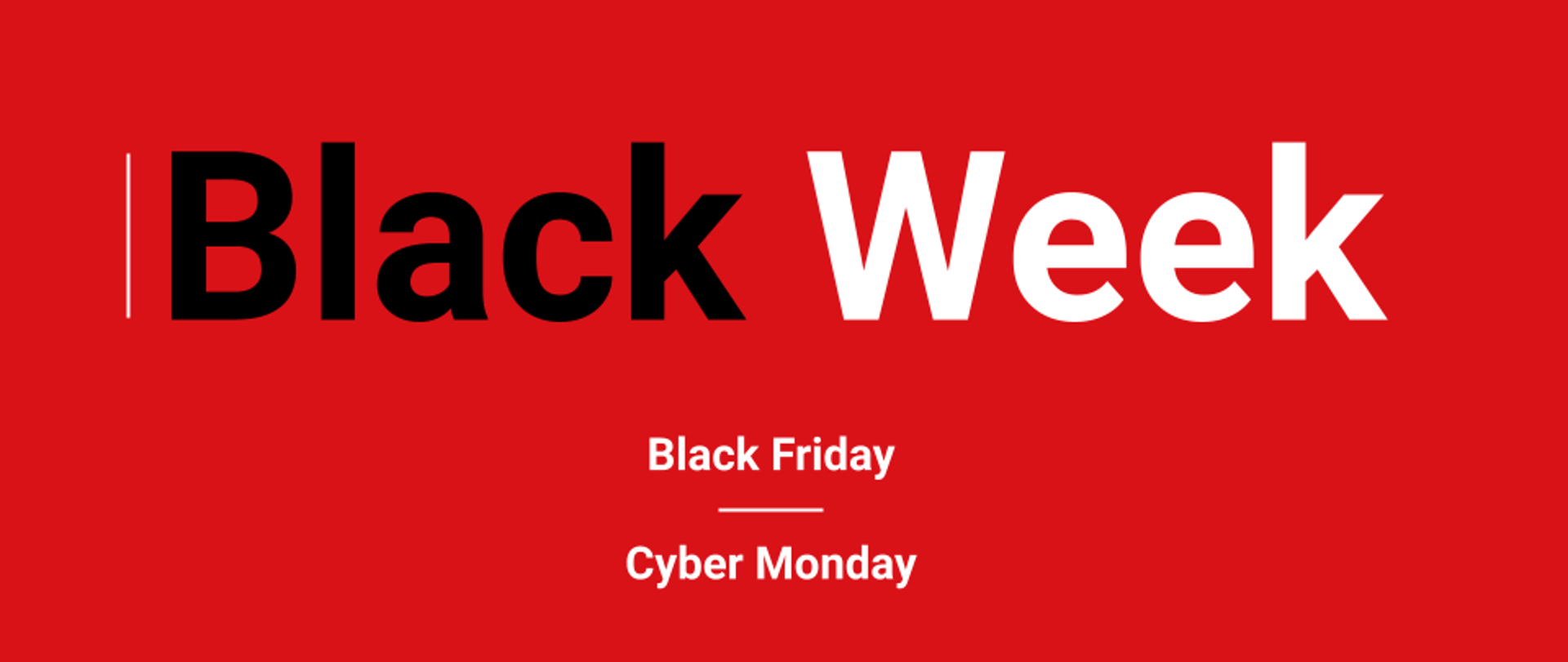 Napisy na czerwonym tle Black Week, Black Friday i Cyber Monday