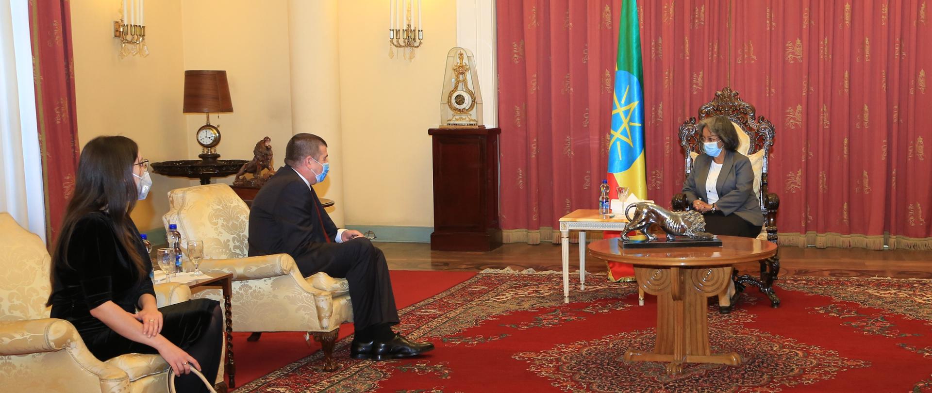 Ethiopian President Sahle-Work Zewde and Ambassador of Poland Aleksander Kropiwnicki