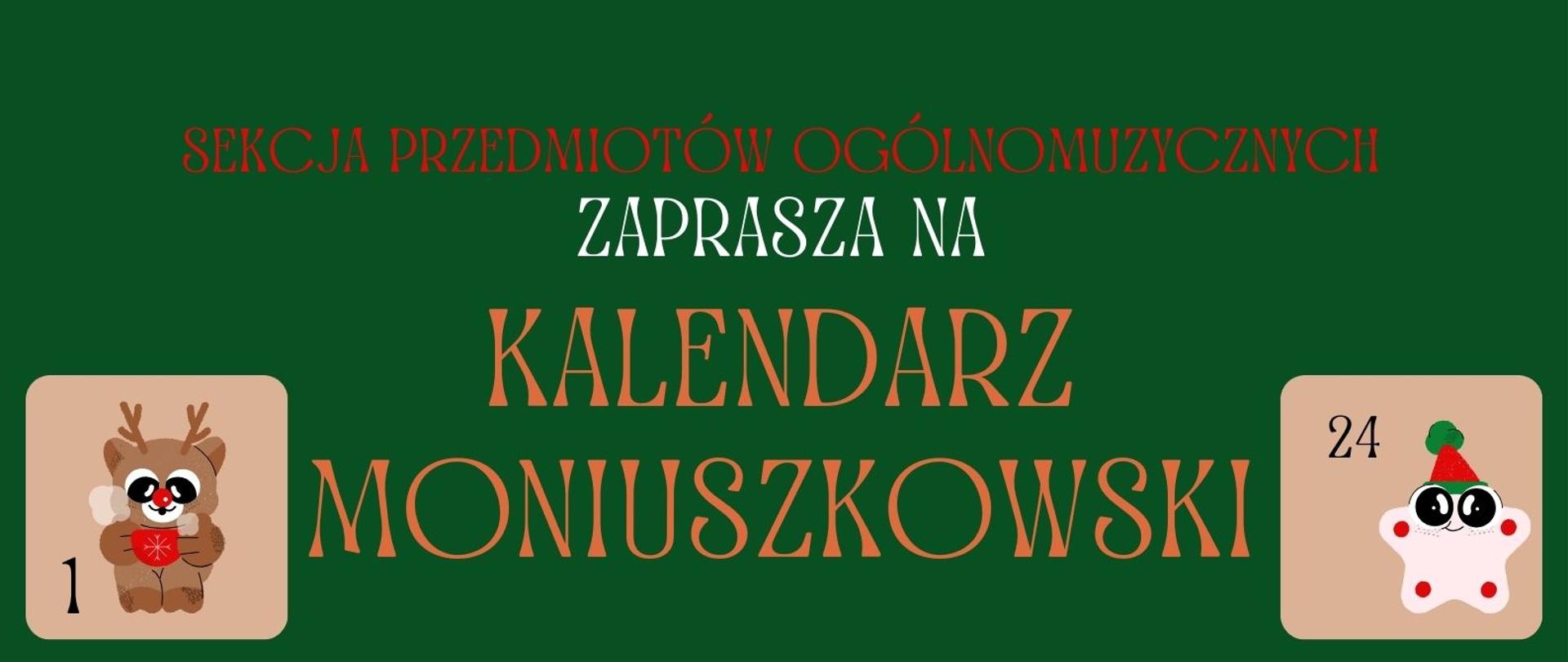 Zielone tło napis Kalendarz Moniuszkowski 