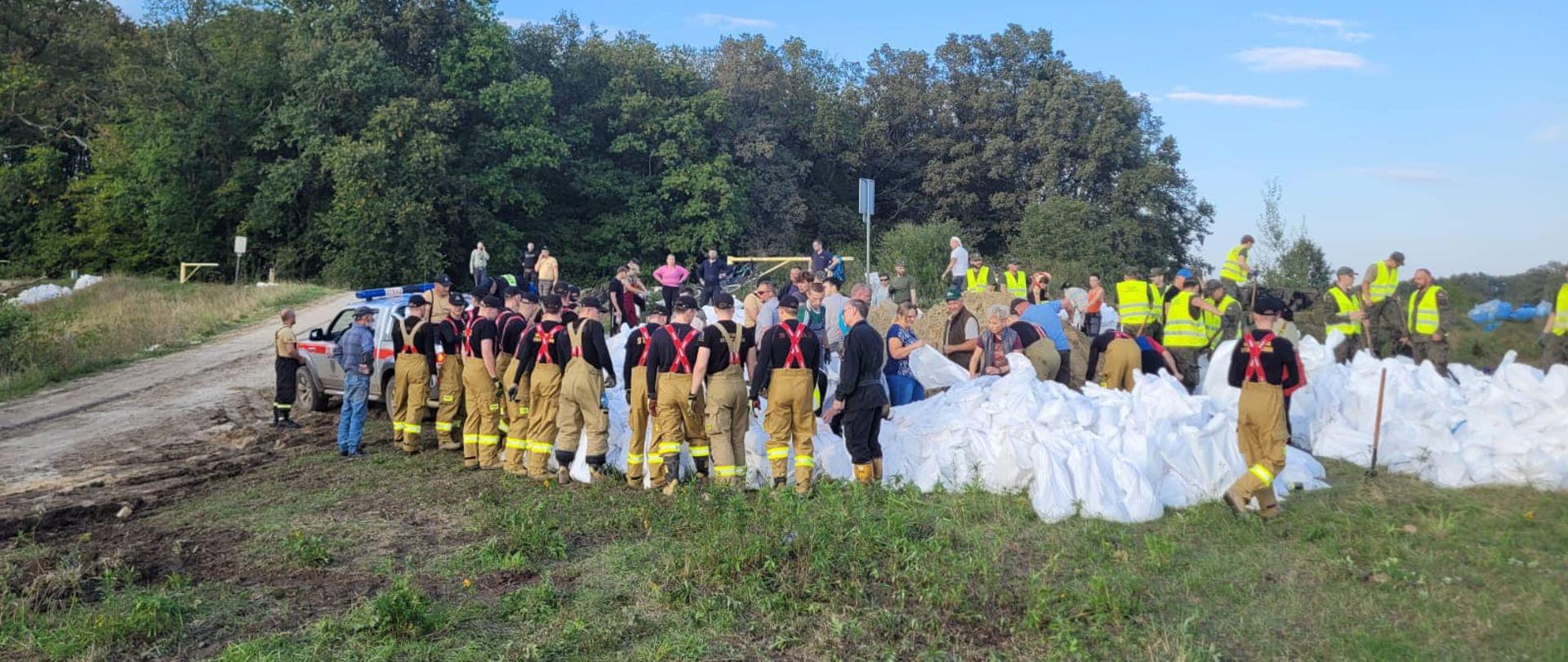 Działania kadetów podczas umacniania wałów koryta rzeki Odra 