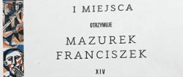 Dyplom dla Franciszka Mazurka, I miejsce w XIV Międzynarodowym Konkursie "Instrumenty Dęte" w Jastrzębiu Zdroju