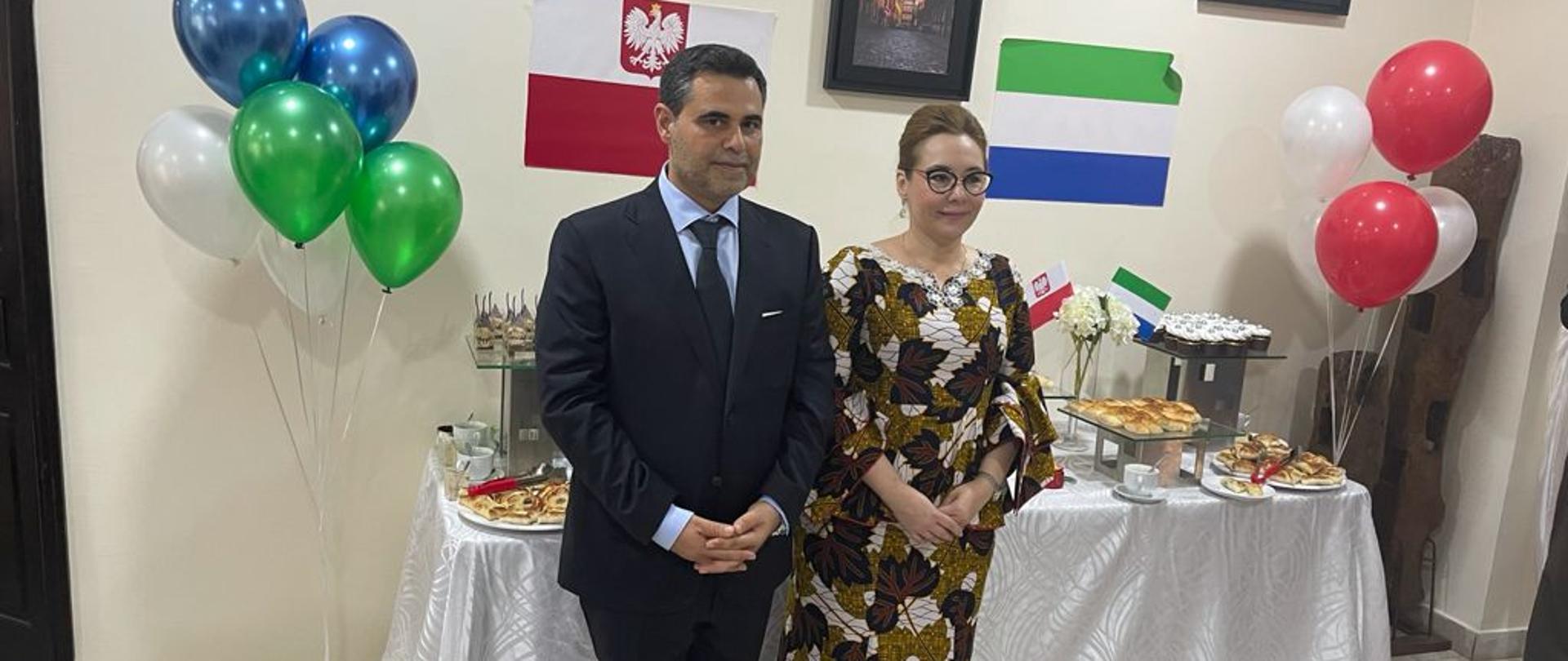 Ambasador RP, Joanna Tarnawska oraz Konsul Honorowy RP we Freetown, Yasser Al Chahne