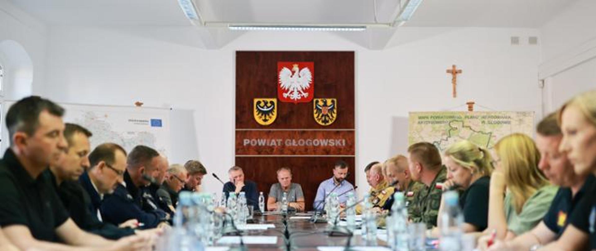 Prime Minister Donald Tusk during a meeting of the crisis staff