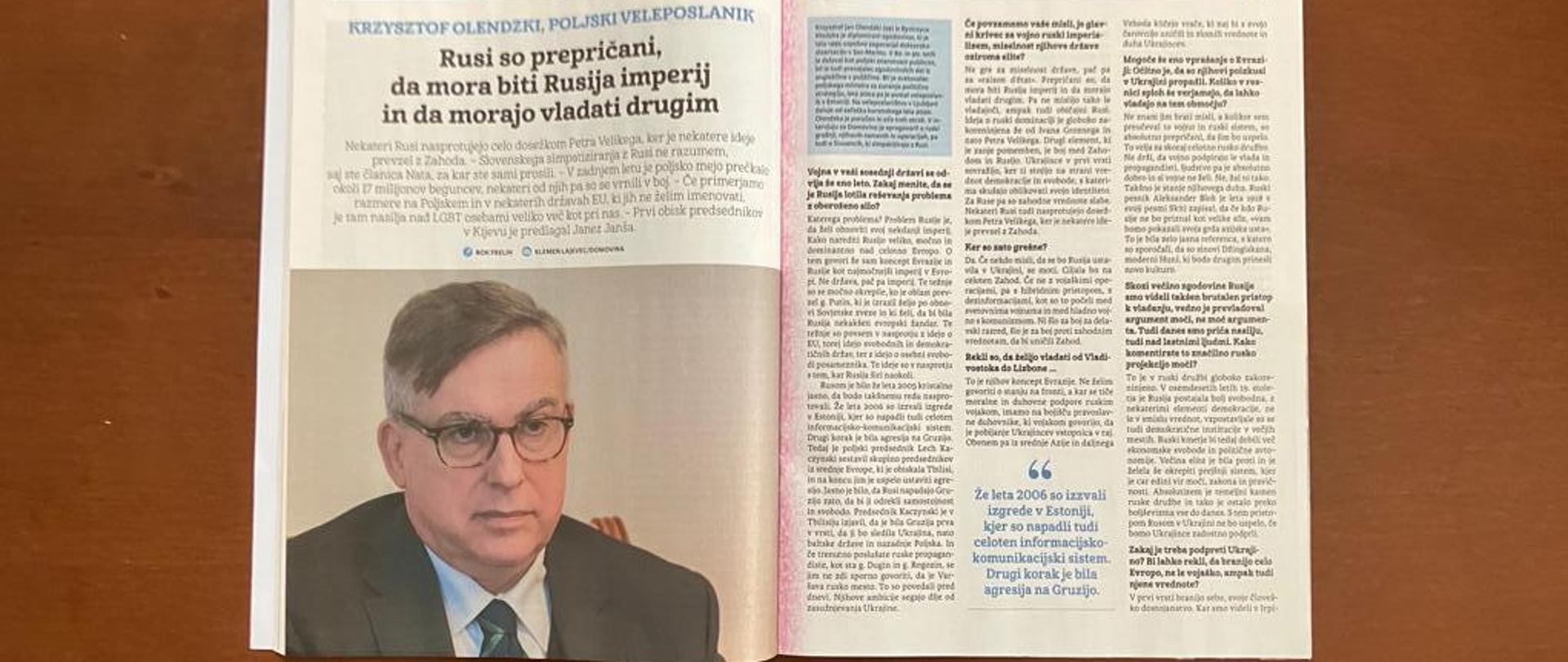 Wywiad Ambasadora Krzysztofa Olendzkiego dla Tygodnika Domovina