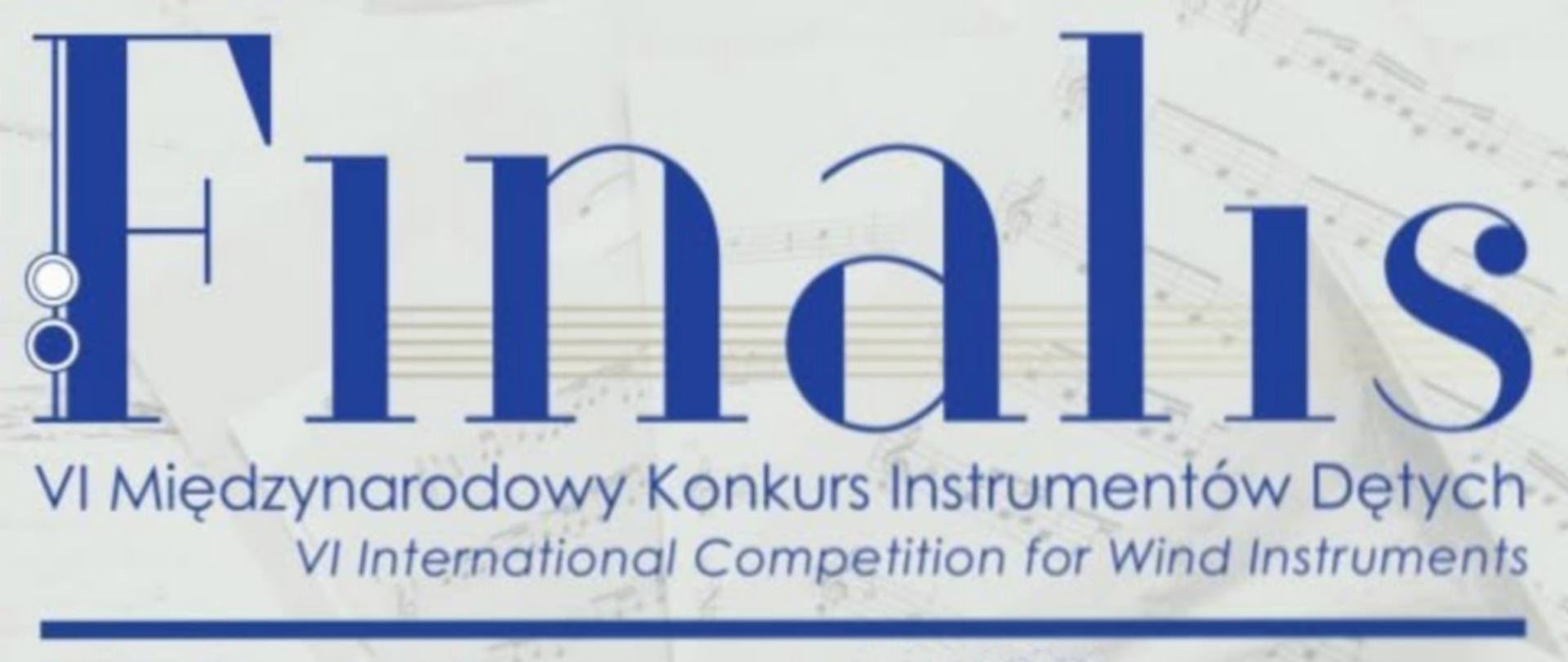 Baner - na białym tle nazwa :VI Międzynarodowy Konkurs Instrumentów Dętych