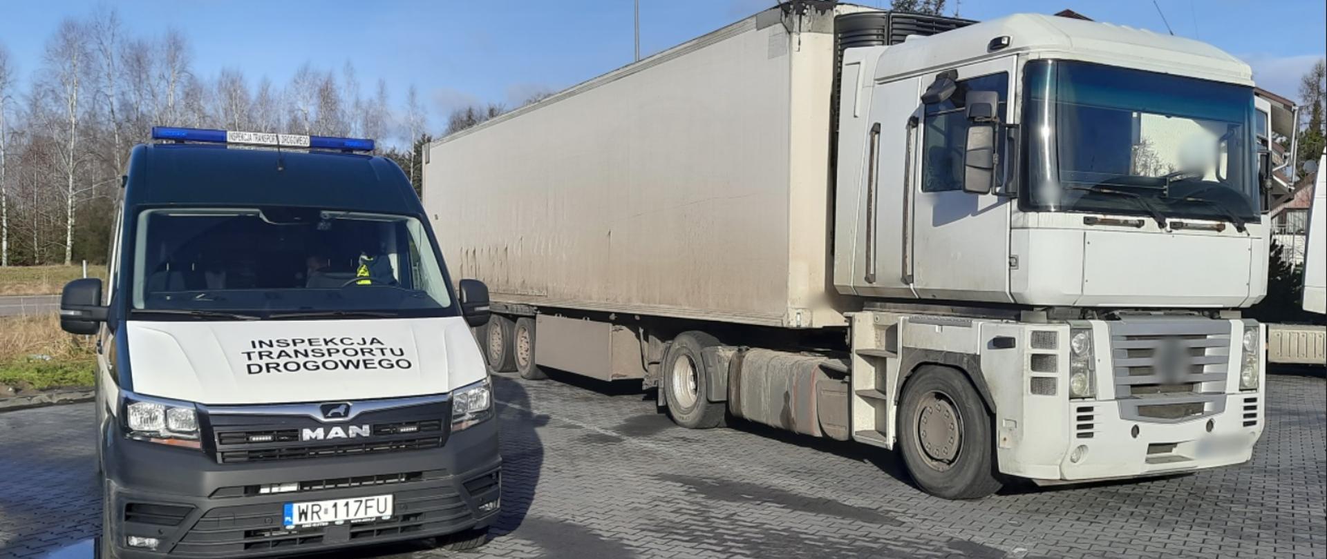 Miejsce zatrzymania do kontroli niesprawnej technicznie ciężarówki przez patrol mazowieckiej Inspekcji Transportu Drogowego.