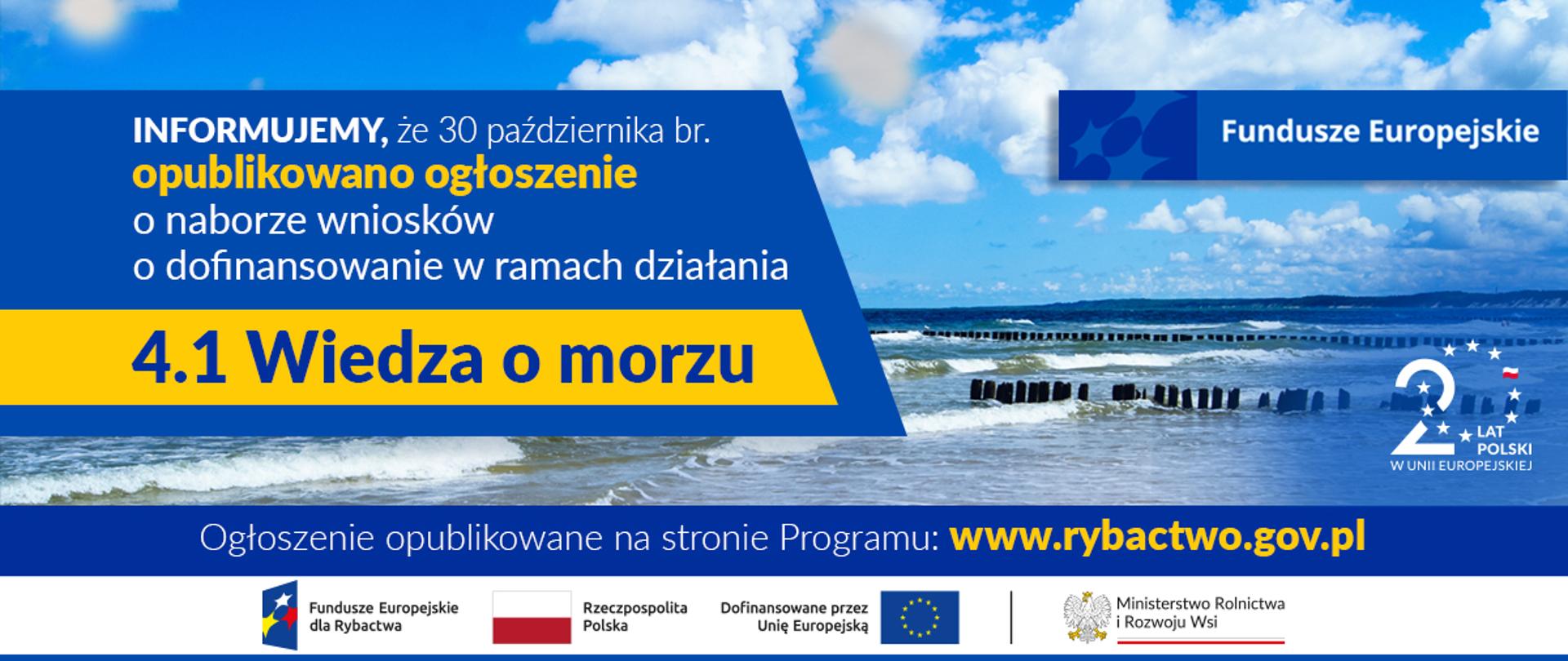 Ryby - nabór wniosków o dofinansowanie w ramach działania 4.1. wiedza o morzu